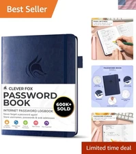 Elegant Dark Blue Pocket Password Keeper with Alphabetical Tabs & Bookmark