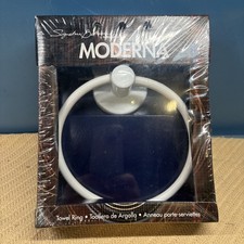 MODERNA White 6" Diameter Wall Mounted Towel Ring Bathroom Hardware
