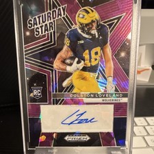 Panini Prizm Draft Colston Loveland Purple Ice Auto RC #SSS-CLD /50 Wolverines