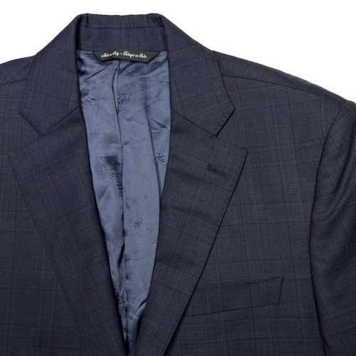 Saks Fifth Avenue Ermenegildo Zegna Navy Windowpane Slim Fit Blazer Jacket Italy