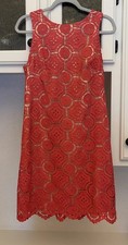 Eliza J Nordstrom Coral Eyelet Sheath Dress Cocktail Semi Formal Layered Sz 8