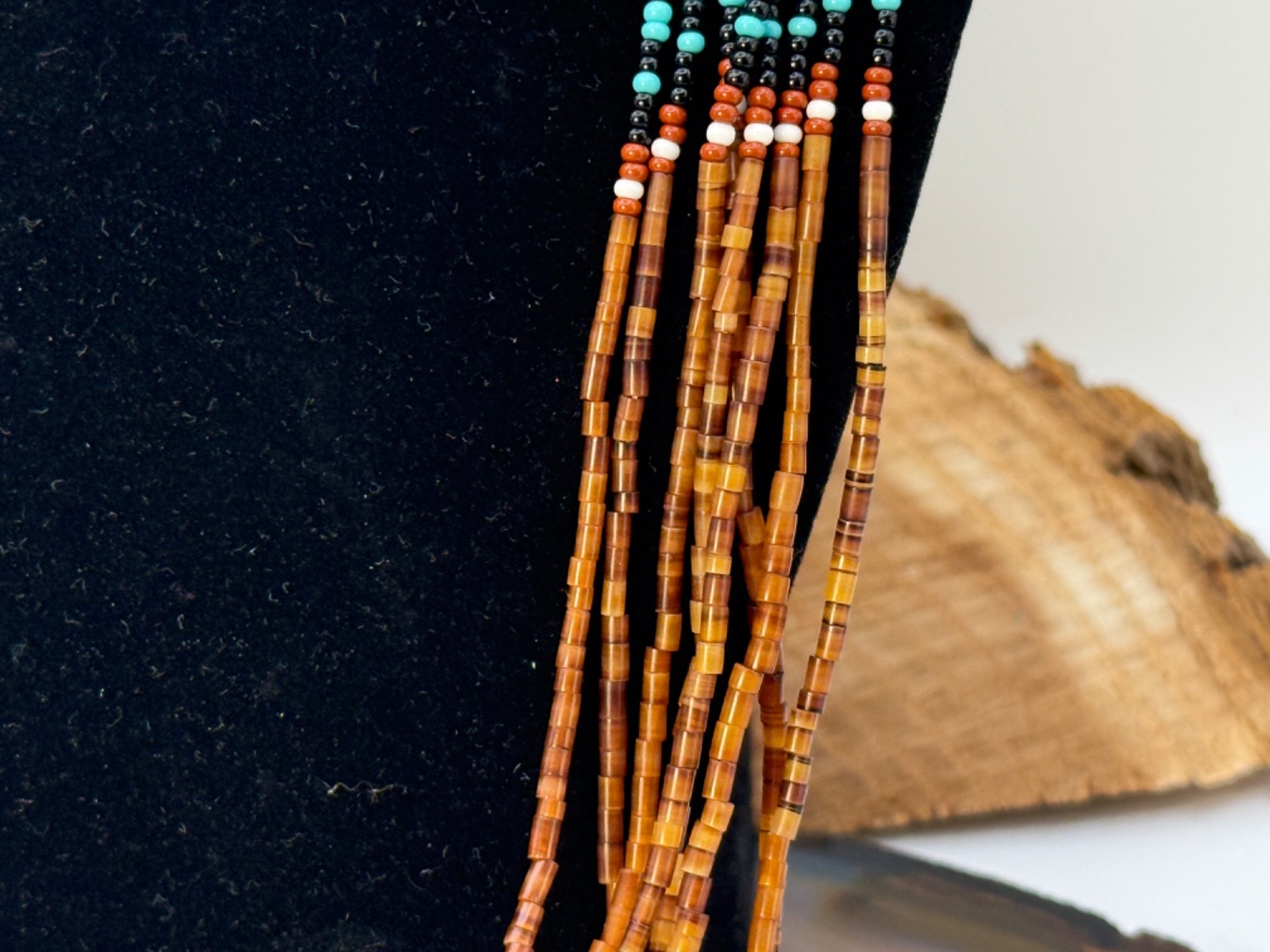 Navajo Jeanne Begay Hand Beaded Rug Pattern Necklace w/Turquoise Heshi--2297.25