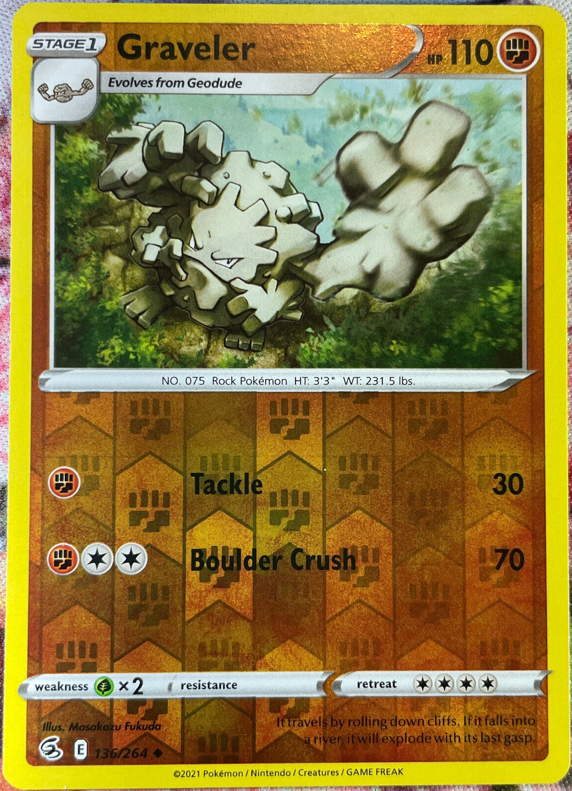 Graveler Reverse Holo - 136/264 - Fusion Strike Pokemon 2021