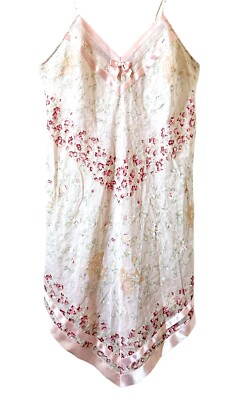 Joelle GRUPPO LA PERLA Nightgown Pink Floral Slip Dress 100% Cotton Small Italy