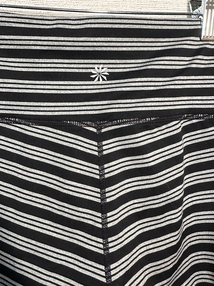 Athleta Leggings Womens XS Gray Black Stripes Chaturanga Crop Athletic