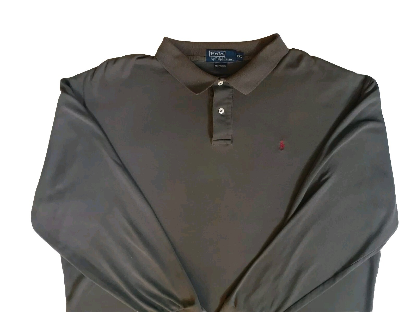 Polo Ralph Lauren camicia vintage uomo XXL verde grigio rosso pony manica lunga preppy