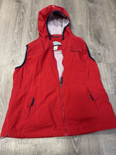 Vintage Columbia Weste Windbreaker Damen XL Jacke rot Cinch Taille sportlich Wandern