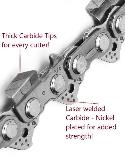 Tungsten Carbide Chain .325 058 76DL for Baumr-Ag SX52 SX62 SX66 52 62 66cc Saw Tungsten Carbide Chain .325 058 76DL for Baumr-Ag SX52 SX62 SX66 52 62 66cc Saw