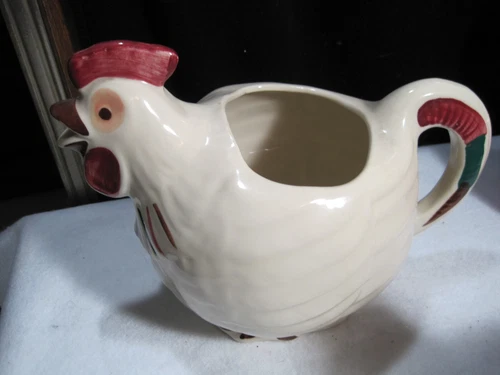 1940s Shawnee Chanticleer Chicken Pitcher Ceramic Pottery USA