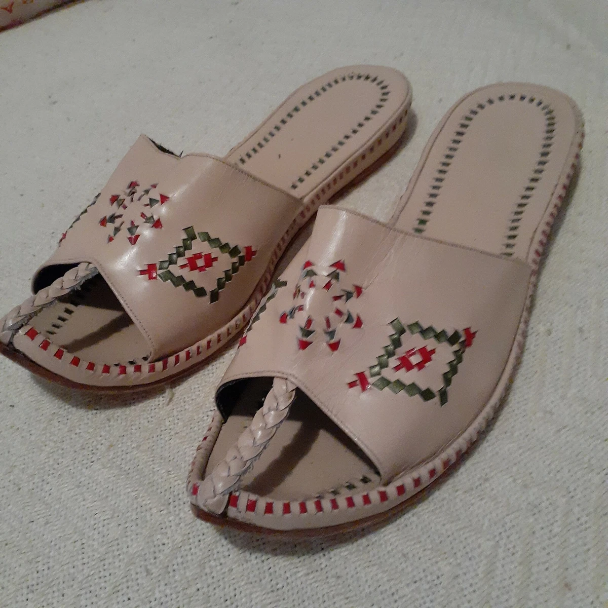 Vintage Leather Turkish Handmade Sandals Slippers Size 8 .5 To 9 Never worn