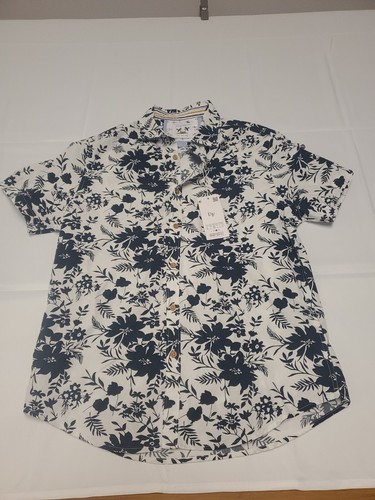 Denim & Flower Ricky Singh Men's Floral Short Sleeve Button Up Sz Large NEW