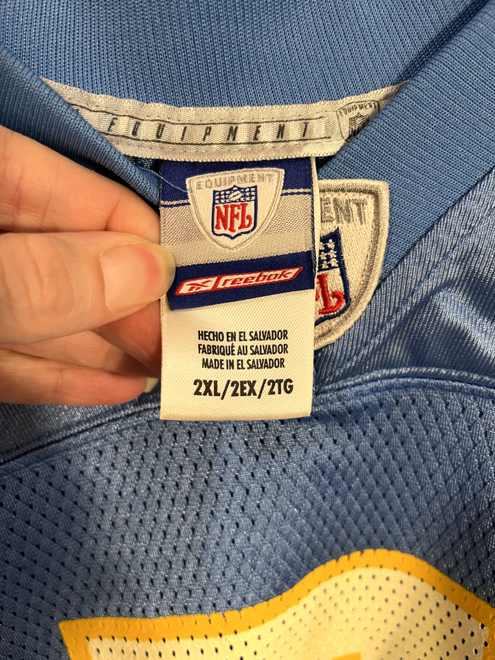 Doug Flutie San Diego Chargers NFL Football Jersey Light Blue Size 2XL