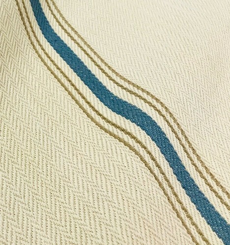 RALPH LAUREN PRAIRIE BLUE "STAMFORD STRIPE" HERRINGBONE FARMHOUSE STRIPE FABRIC - Picture 3 of 3