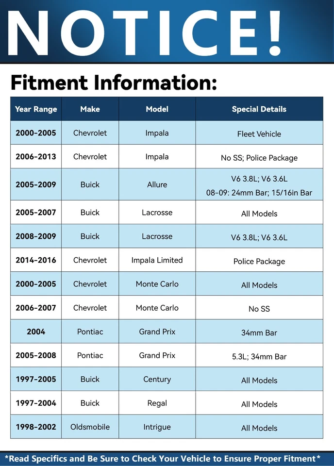 Brazos de control delanteros barras de amarre para Chevy Impala Monte Carlo Buick LaCrosse Century Foto 2 de 4
