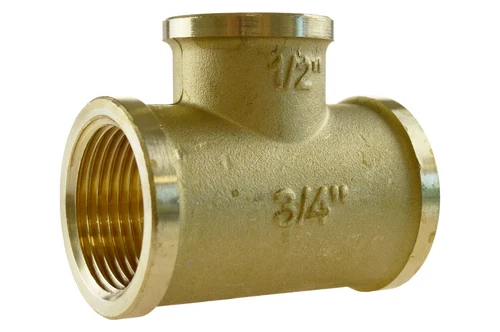 Messing T-Stück 90° reduziert mit Innengewinde Gewindefitting Fitting