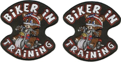 Biker in Training Teddy Bear Embroidered Patch | 2PC  iron on sew 4''