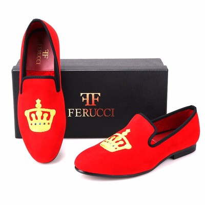 FERUCCI Men Red Velvet Slippers Loafers Amazon.com | FERUCCI Handmade Burgundy Men Velvet Slippers  main image 3