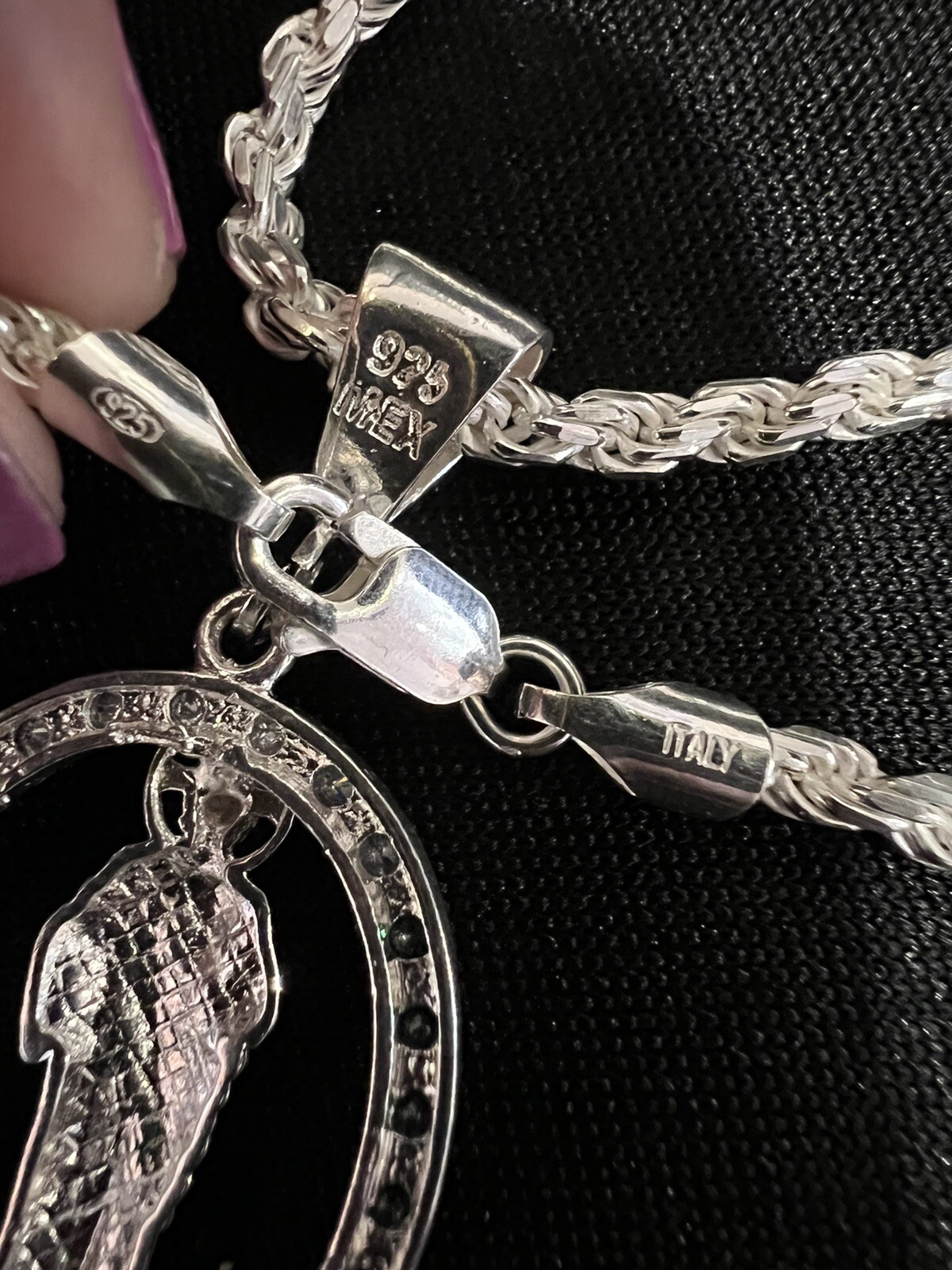 925 Sterling Silver Men's St Jude San Judas CZ Pendant & Rope Chain 22