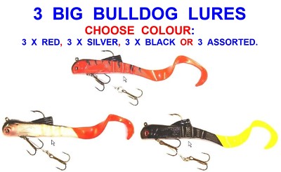 3 GROSSE 28cm BULLDOGGE HECHT KÖDER GROBES MEERESANGELN JERK KÖDER PLUGS JIGKOPF SHADS