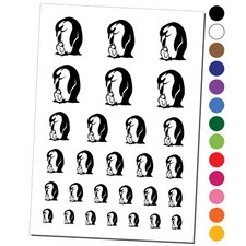 Cute Emperor Penguin Mother with Baby Chick Temporary Tattoo Water Resistant Set