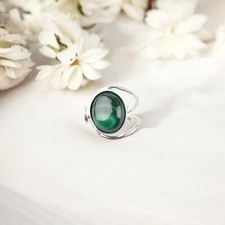 Malachite Gemstone 925 Sterling Silver Statement Ring Daily Wear Ring For Women