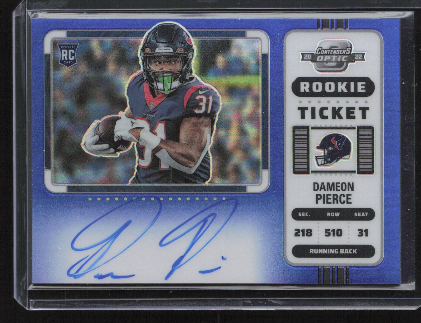 Dameon Pierce 2022 Contenders Optic Variation Rookie RC Auto Blue Prizm #05/25