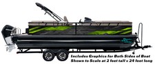Lime Green Black Lines Grunge Graphic Wrap Kit Decal Fishing Boat Vinyl Pontoon
