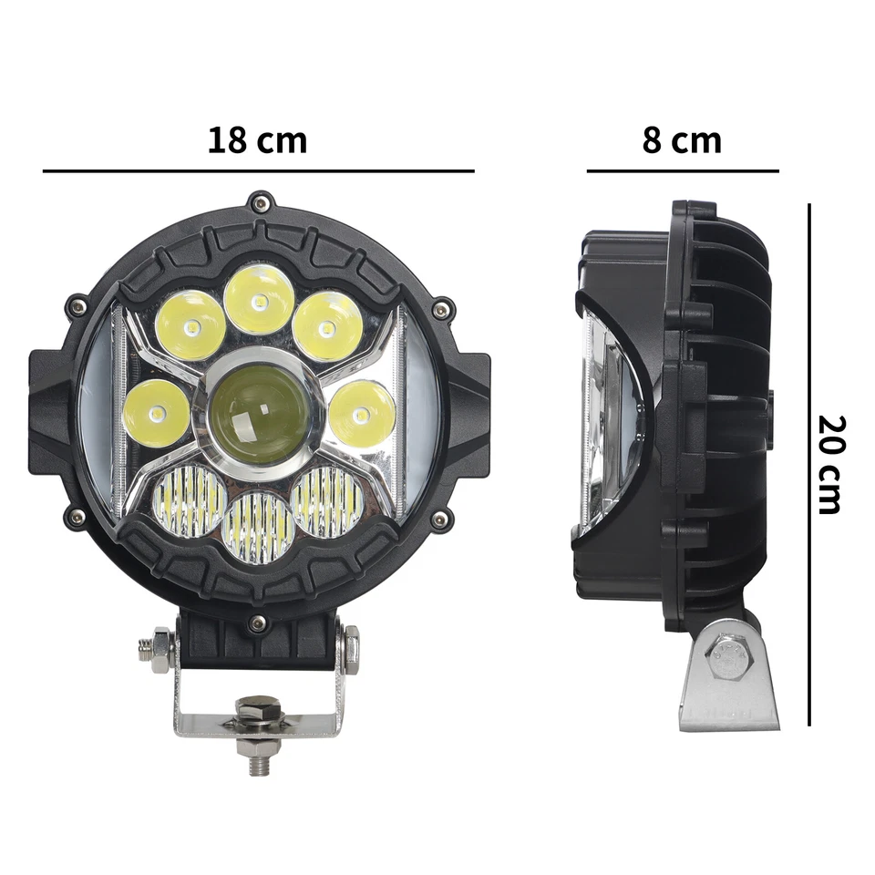 Lâmpadas de direção de feixe de inundação ponto barra de luz LED redonda 7" polegadas SUV caminhão offroad - Imagem 4 de 4