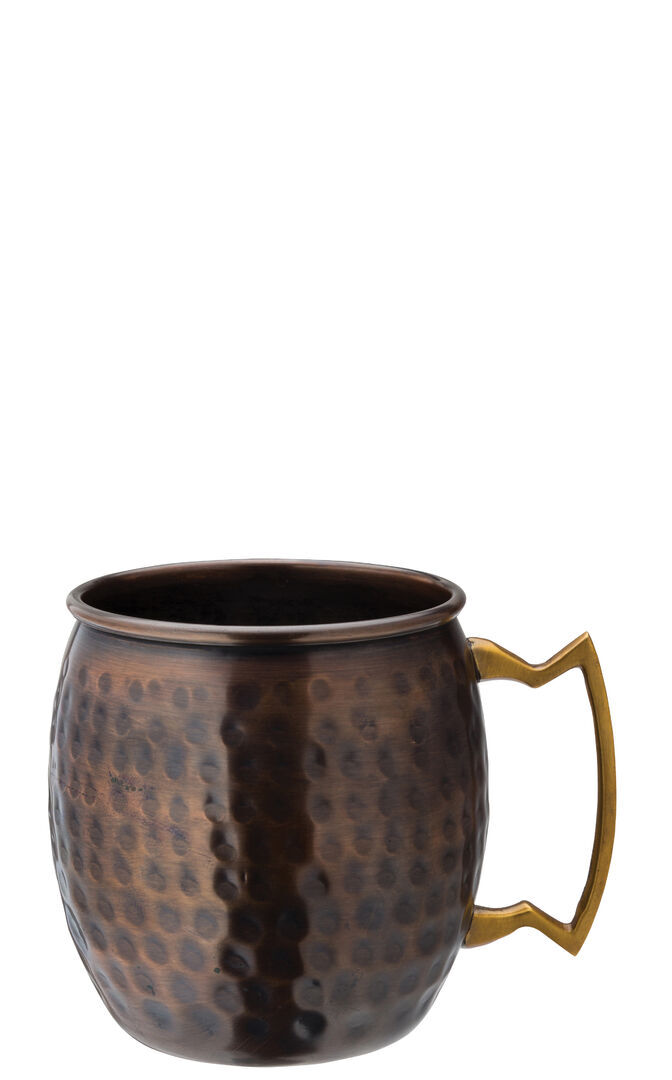 Aged Copper Hammered Round Mug With Handle For Cocktails 19Oz (54Cl) Pack Of 6