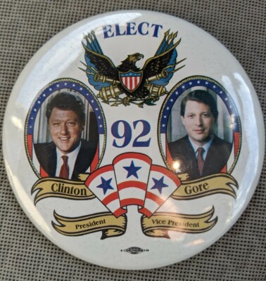 1992 Bill Clinton Al Gore Vintage Presidential Election Pin | eBay