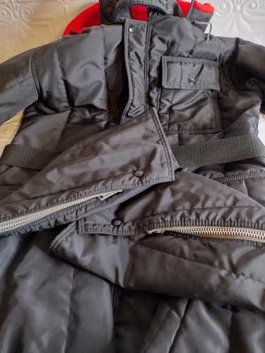 VINTAGE 1970'S MEN'S BLACK ARCTIC CAT SNOWMOBILE ONE PIECE SUIT & ZIP-OFF HOOD - Picture 8 of 24