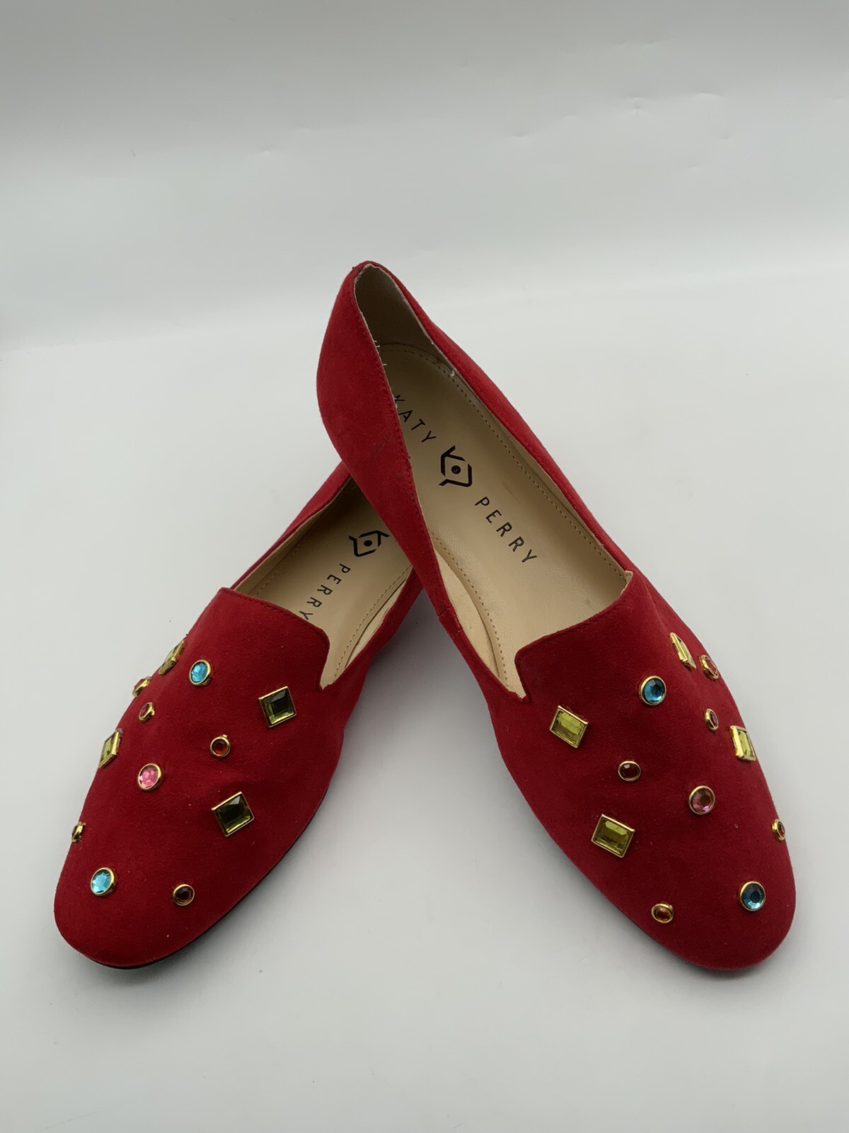 Women's Katy Perry The Turner Ballet Flats Shoes Red Multi Jewel