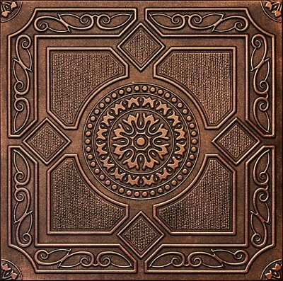 Home Decor Ceiling Tiles, Glue Up Foam,20''x20''  R30A Antique Bronze Hand Painted
