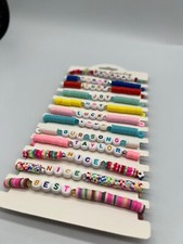 Elastic Friendship Letter Graphic Colorful Bracelet Pack of 12