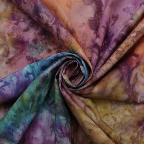100% COTTON LIGHTWEIGHT BATIK TIE DYED MARBLE MULTICOLOUR CRAFT PATCHWORK FABRIC