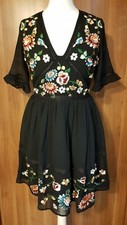 Asos Design Embroidered Mini Dress With Lace Trims - Size UK6 , BNWT