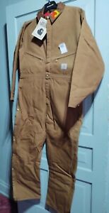 Vintage NOS Carhartt Brown Full Back Duck Bib Overall Made USA Heavy Duty Cotton 