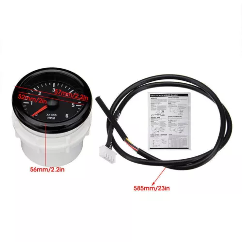 12V 52mm 0-6000 RPM LED Tachometer Gauge Diesel Motor Motor Drehzahlmesser Meter - Bild 4 von 12