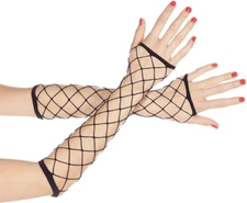 Music Legs Big Diamond Net Fingerless Arm Warmer Black