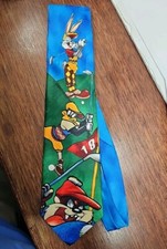 Vintage Looney Tunes Mania Golf Men's Neck Tie 100 Polyester 57" Long Blue