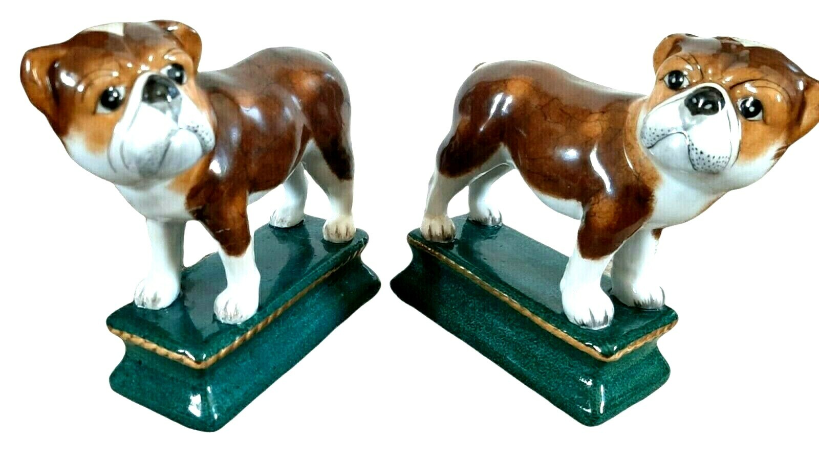 Pair of Victorian Staffordshire Style Pug Dog Figurines / Bookends