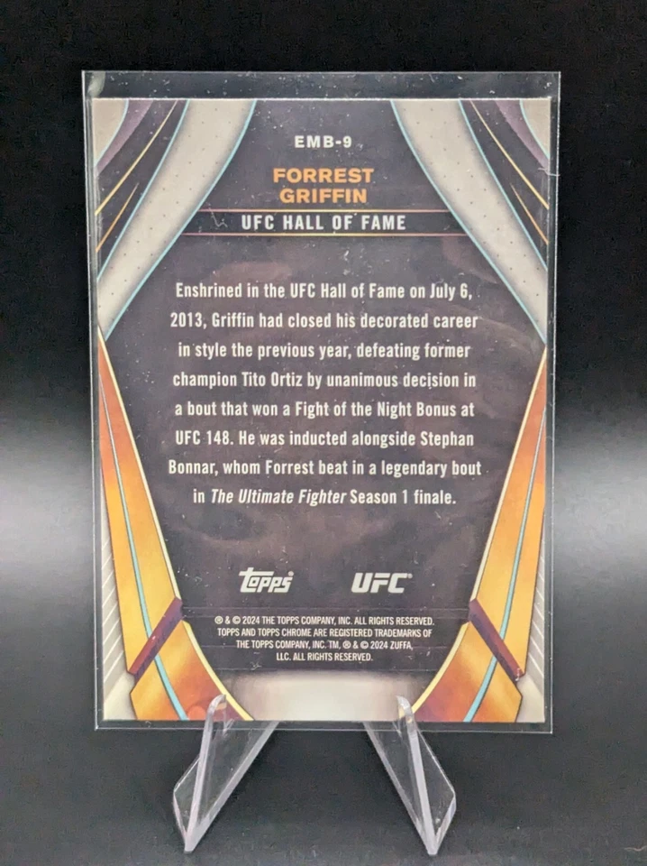 2024 Topps Chrome UFC Hall of Fame Forrest Griffin #EMB-9 - Image 2 of 2