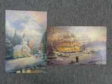 Thomas Kinkade Postcard Victorian Christmas Sunset & Deer Creek Chapel