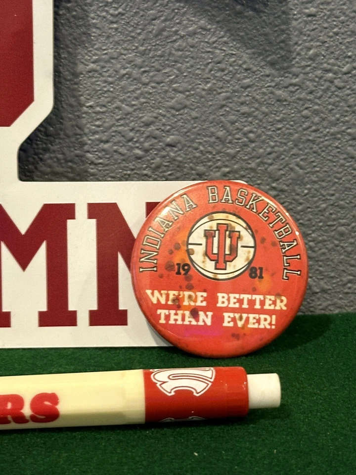 Botón de baloncesto y tinta rosa e imán vintage 1981 Indiana University Hoosiers Foto 3 de 3