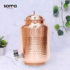 100 Pure Copper Full-Hammered Water Dispenser Matka 5000ML Handcrafted Ayur