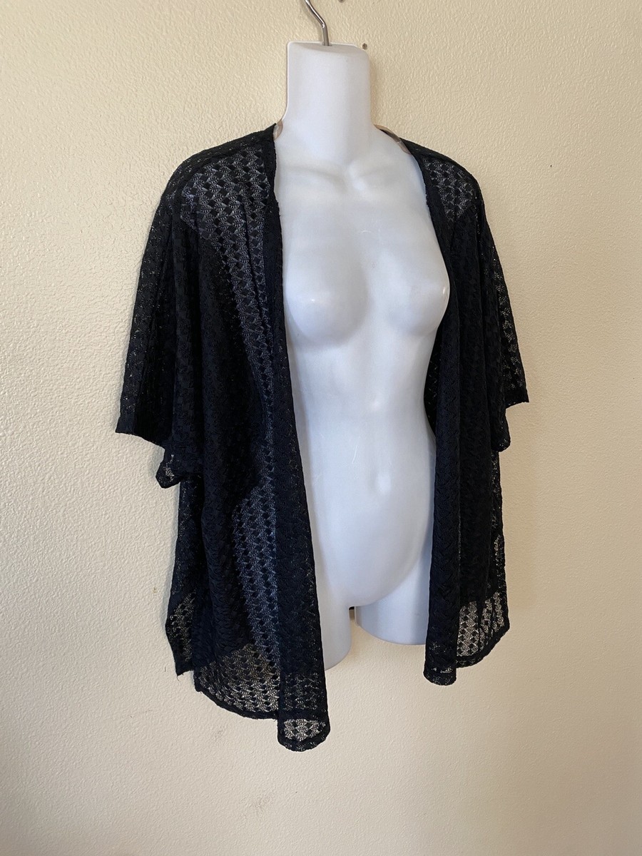 Vtg 90s Open Sheer Knit Cardigan Black Sz M USA Gothic Vtg 90s Open Sheer Knit Cardigan Black Sz M USA Gothic