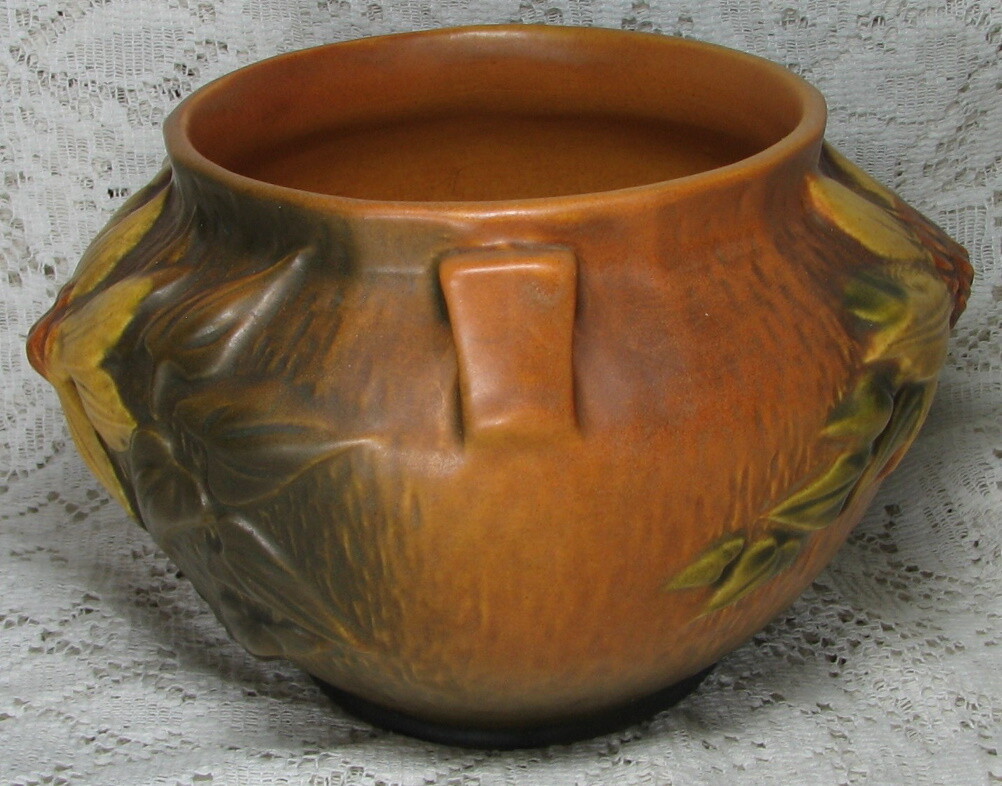 Vintage Roseville Pottery 5” Clematis #667-5” Brown Jardiniere | eBay