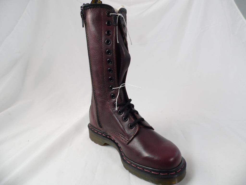 DR MARTENS VB1B99Z RED LEATHER 14 EYE SIDE ZIP MOTORCYCLE COMBAT 