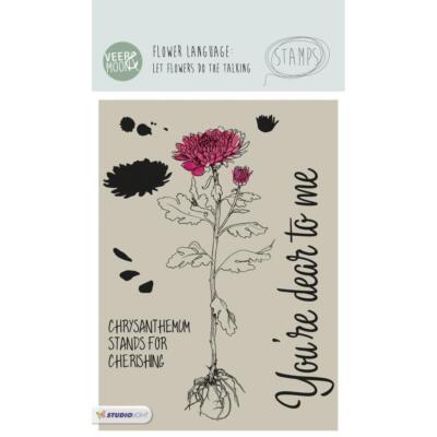 New Studio Light Rubber Stamp CHRYSANTHEMUM YOU'RE DEAR TO ME flower free USA sh