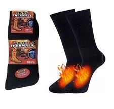 Mens Thermal Socks Thick Warm Work Boot Socks 1-Pair Heavy Duty Black Size 6-11